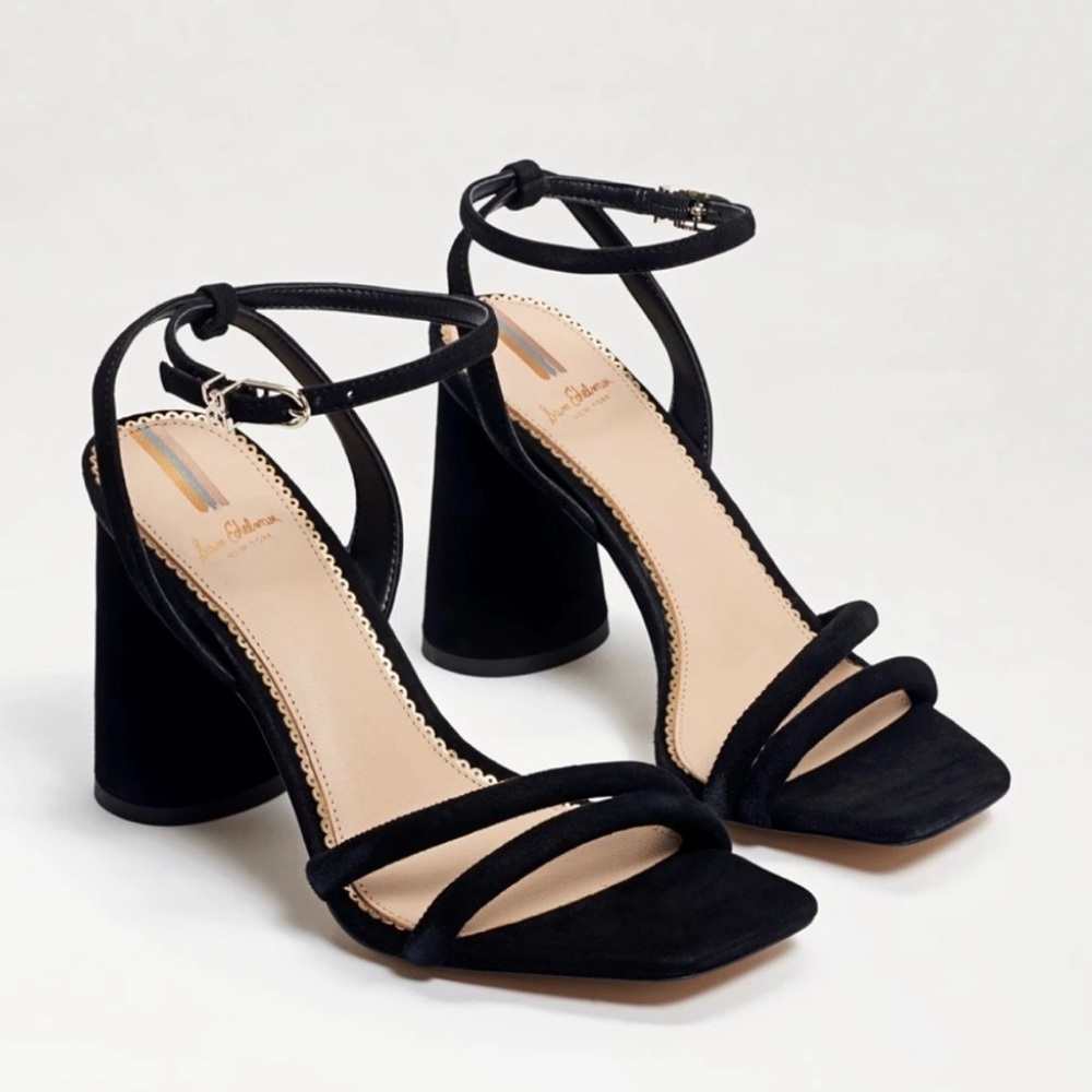 Sam Edelman Kia Black Strappy Block Heel Sandals - Women - 7.5